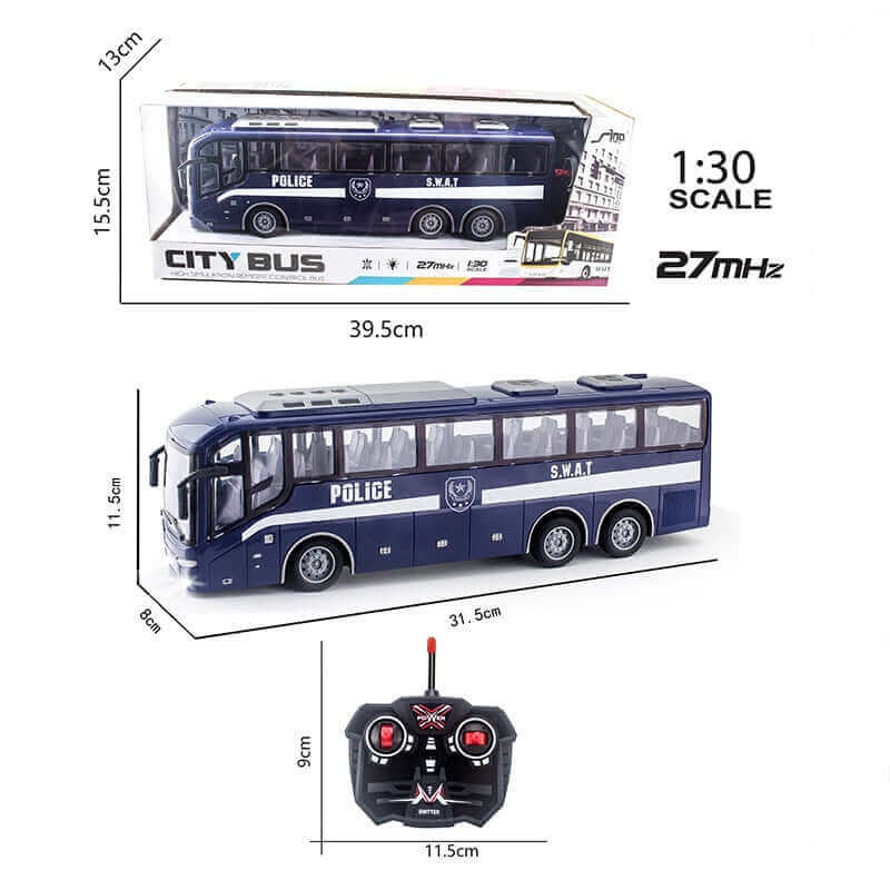 1/30 RC Bus with Lights - 27Mhz Electric Remote Control Car for Kids