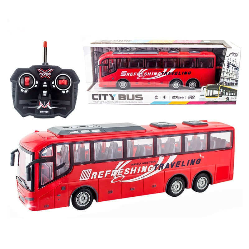 1/30 RC Bus with Lights - 27Mhz Electric Remote Control Car for Kids