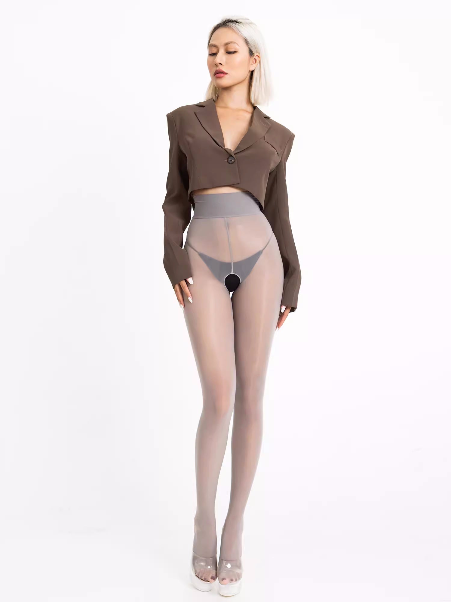 20D Crotchless High Waist Pantyhose Tights