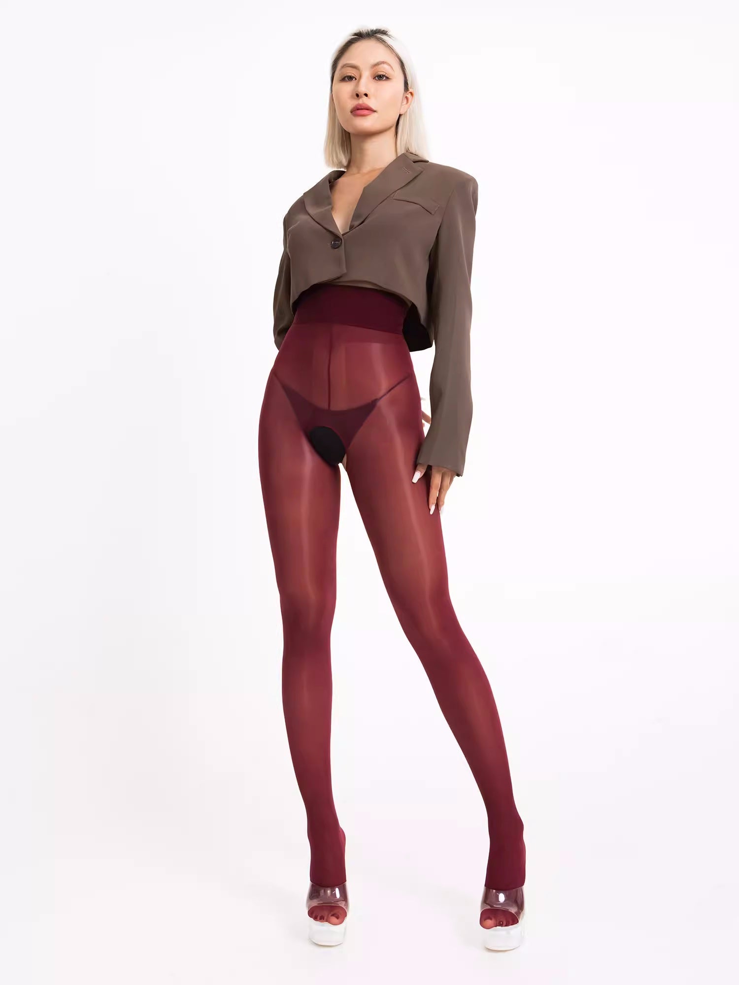 20D Crotchless High Waist Pantyhose Tights