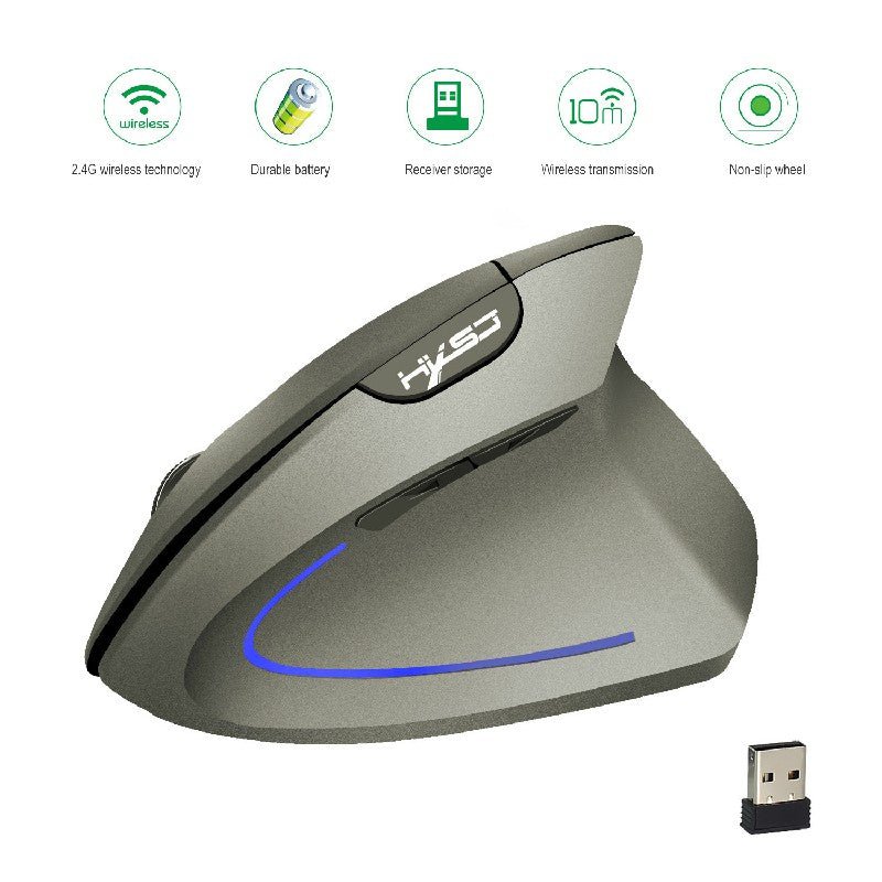 2.4GHz Wireless 4-Keys 2400 DPI Adjustable Ergonomics Mouse Optical Vertical Mouse Grey
