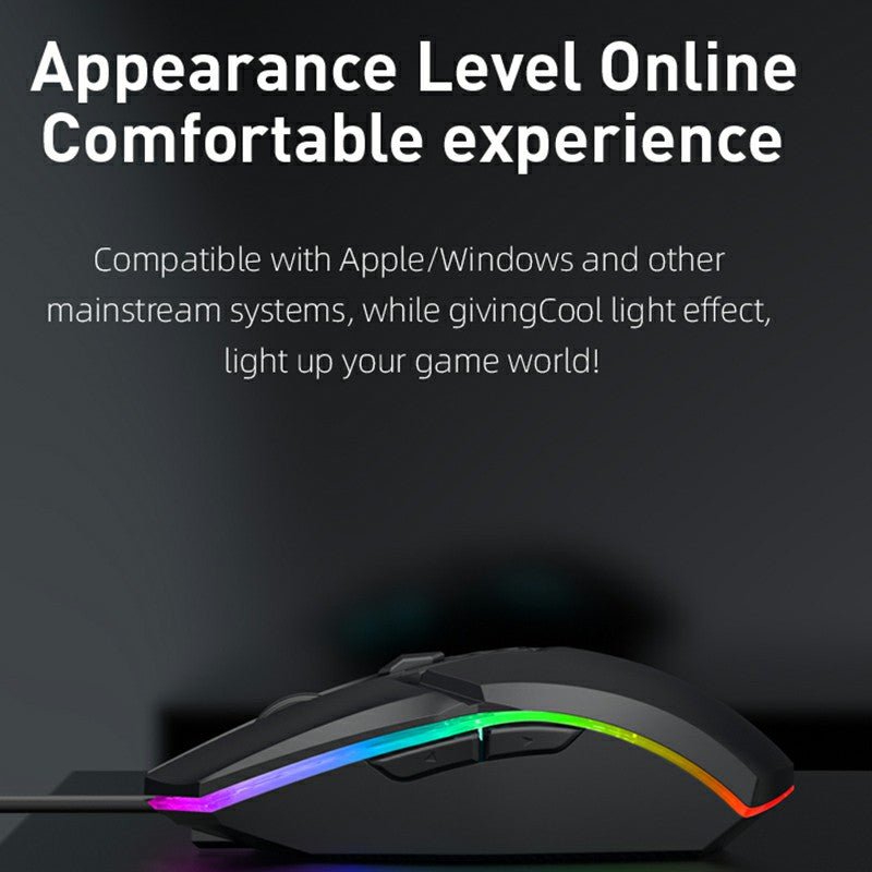 1600dpi RGB Lighting Gaming Wired Mouse with Silent Buttons - Blue