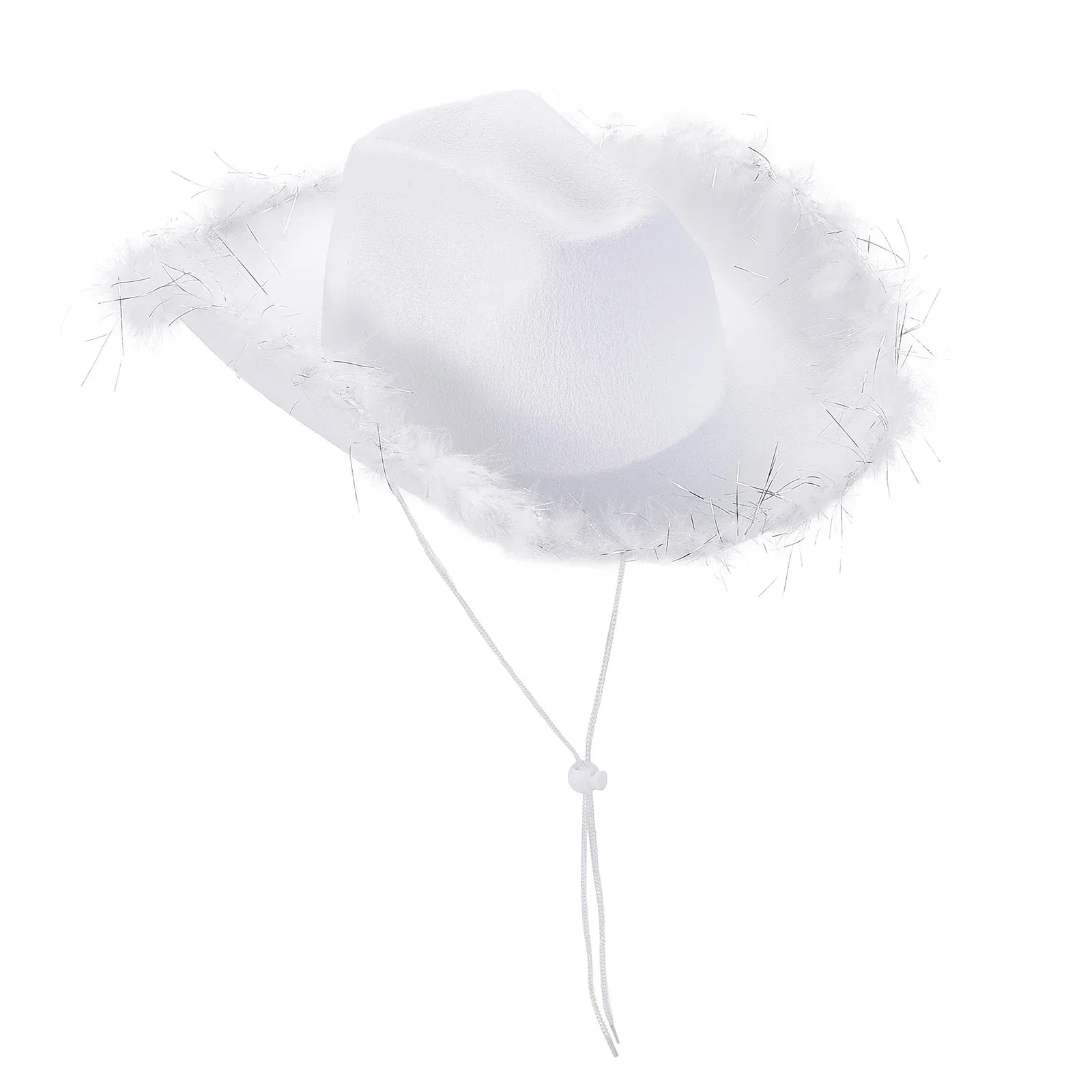 2024 Fashion Women´s Party Hats Cowboy Hat Adult Solid Color Furry Trim Wide Brim Hat Female Cap for Dating Party
