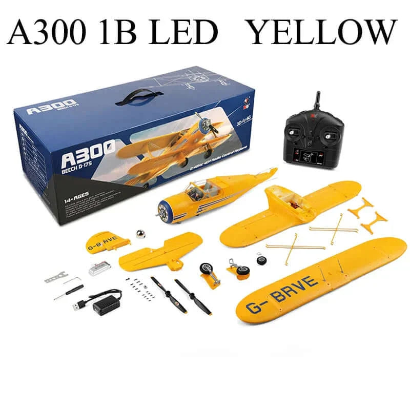 2024 WLtoys A300-Beech D17S EPP 4CH RC Biplane: LED, 3D/6G Gyro, Brushless