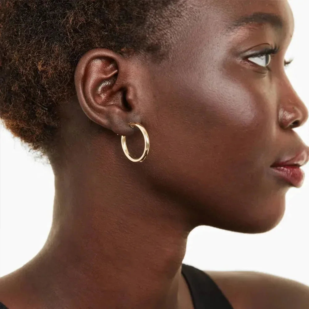 14K White Gold-Plated 925 Sterling Silver Hoop Earrings - Stylish And Hypoallergenic Jewelry For Women