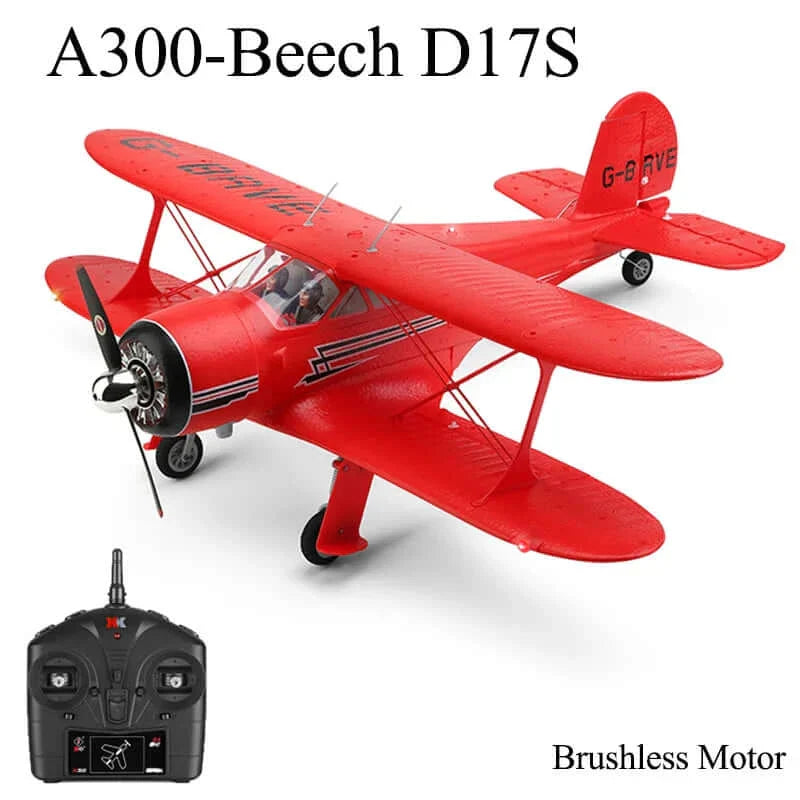 2024 WLtoys A300-Beech D17S EPP 4CH RC Biplane: LED, 3D/6G Gyro, Brushless