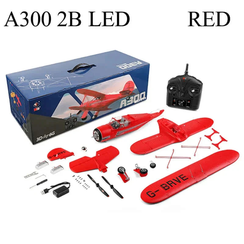 2024 WLtoys A300-Beech D17S EPP 4CH RC Biplane: LED, 3D/6G Gyro, Brushless