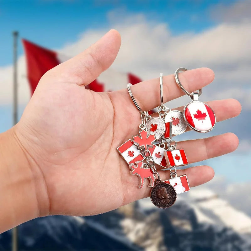 1/3/12PCS Canadian National Flag Keychains, Canada Souvenirs, Decorative Hanging Key Chain Flag Key Ring For Friends Family