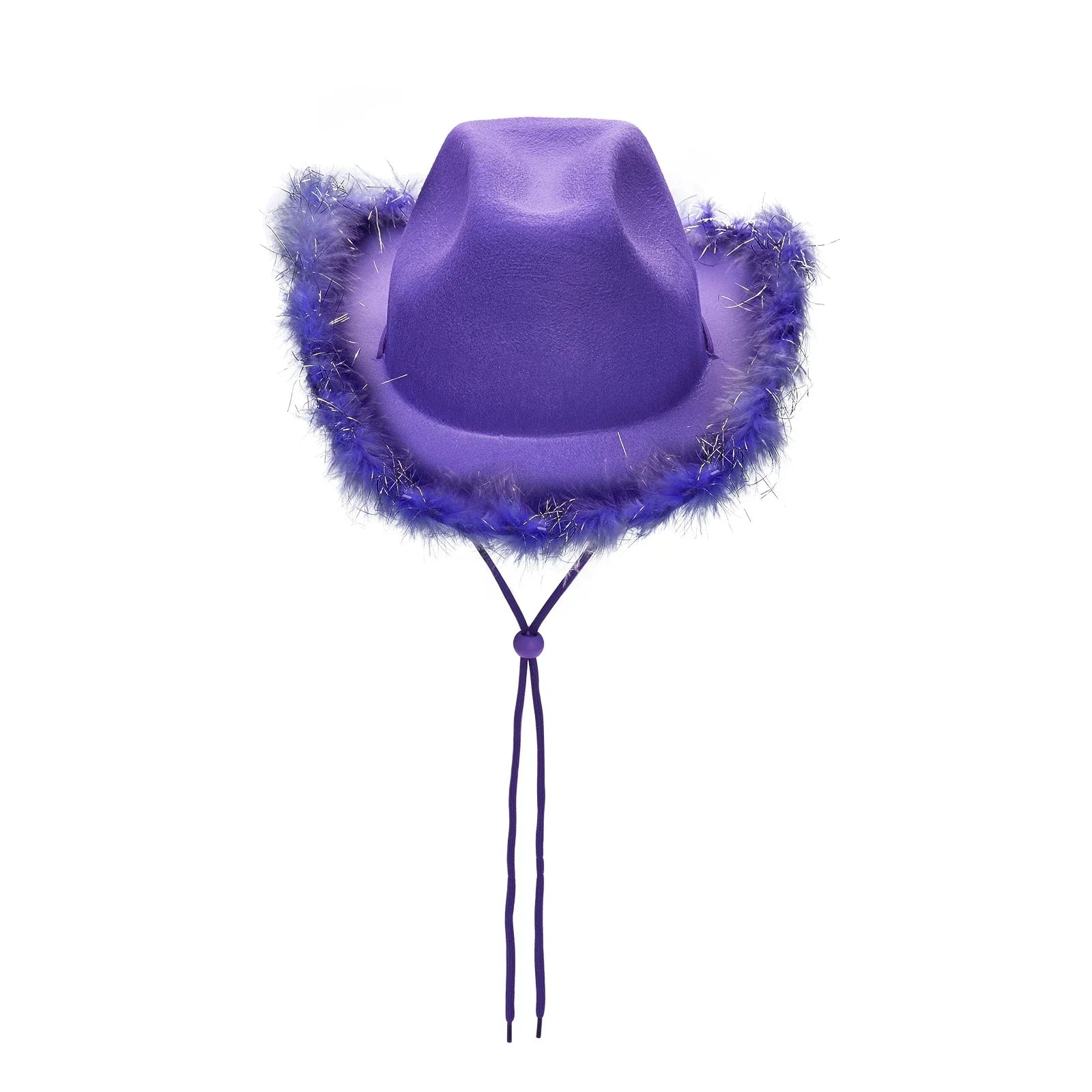 2024 Fashion Women´s Party Hats Cowboy Hat Adult Solid Color Furry Trim Wide Brim Hat Female Cap for Dating Party