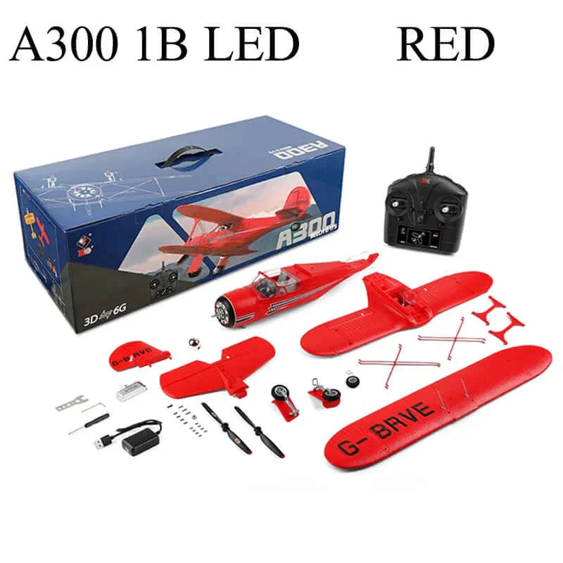 2024 WLtoys A300-Beech D17S EPP 4CH RC Biplane: LED, 3D/6G Gyro, Brushless