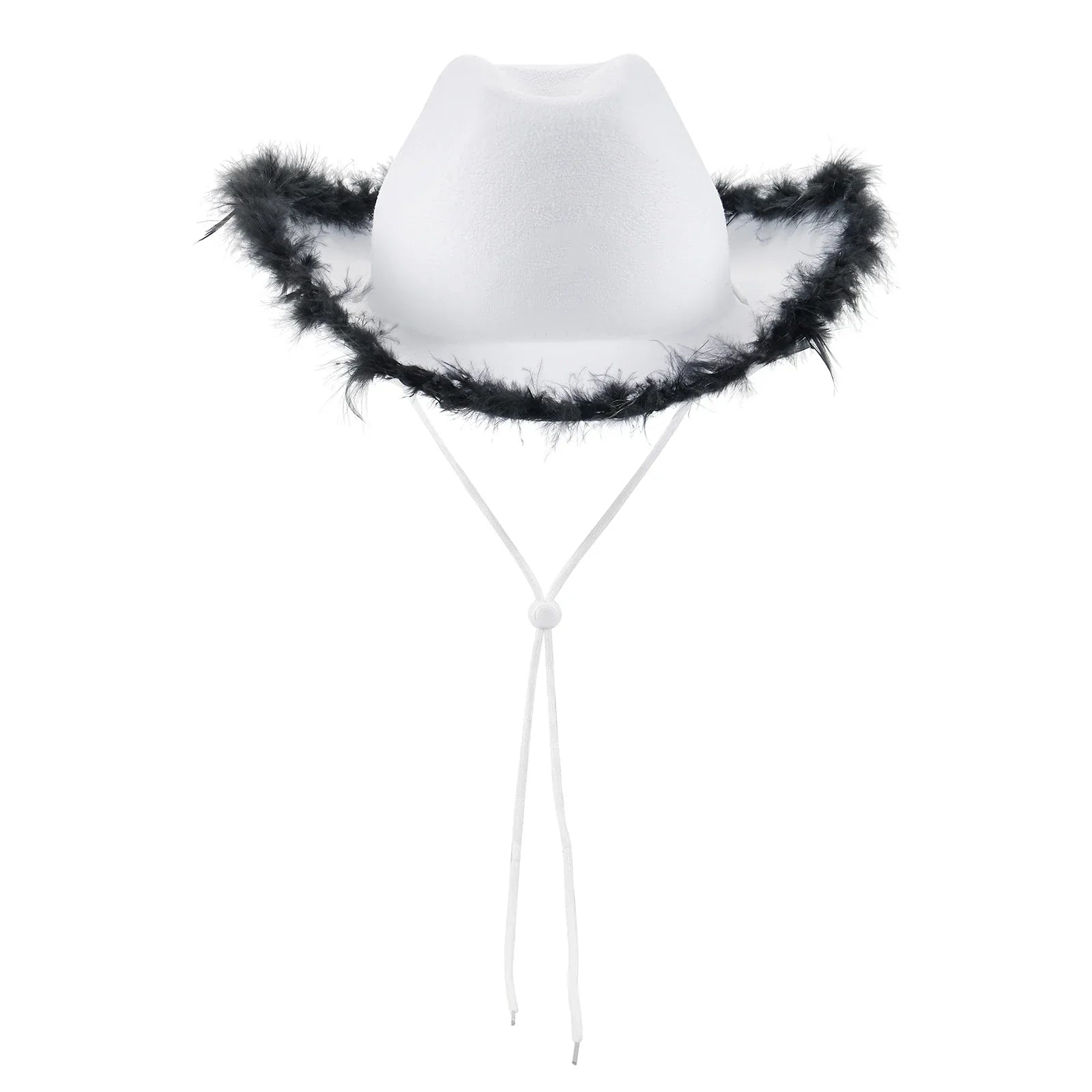 2024 Fashion Women´s Party Hats Cowboy Hat Adult Solid Color Furry Trim Wide Brim Hat Female Cap for Dating Party
