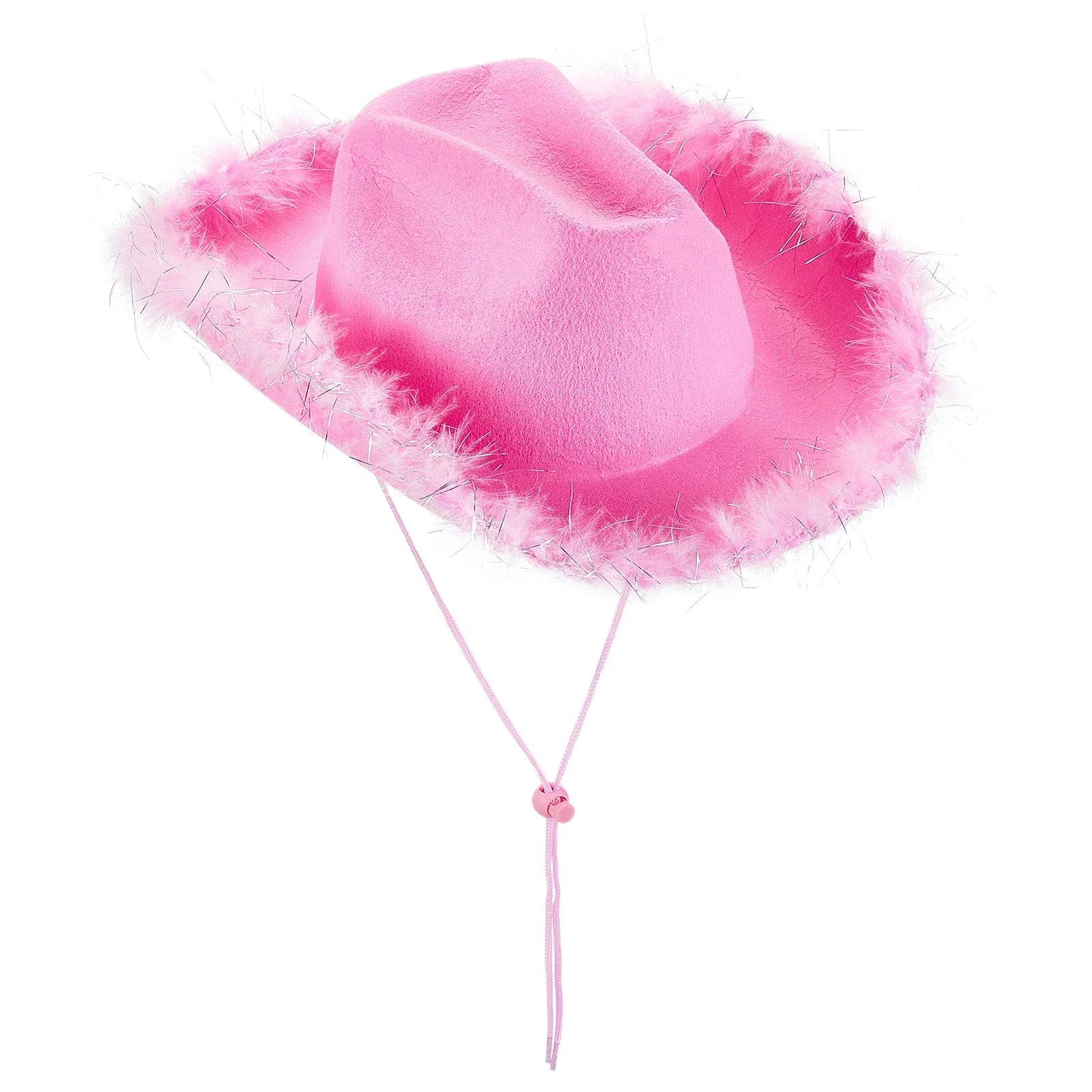 2024 Fashion Women´s Party Hats Cowboy Hat Adult Solid Color Furry Trim Wide Brim Hat Female Cap for Dating Party