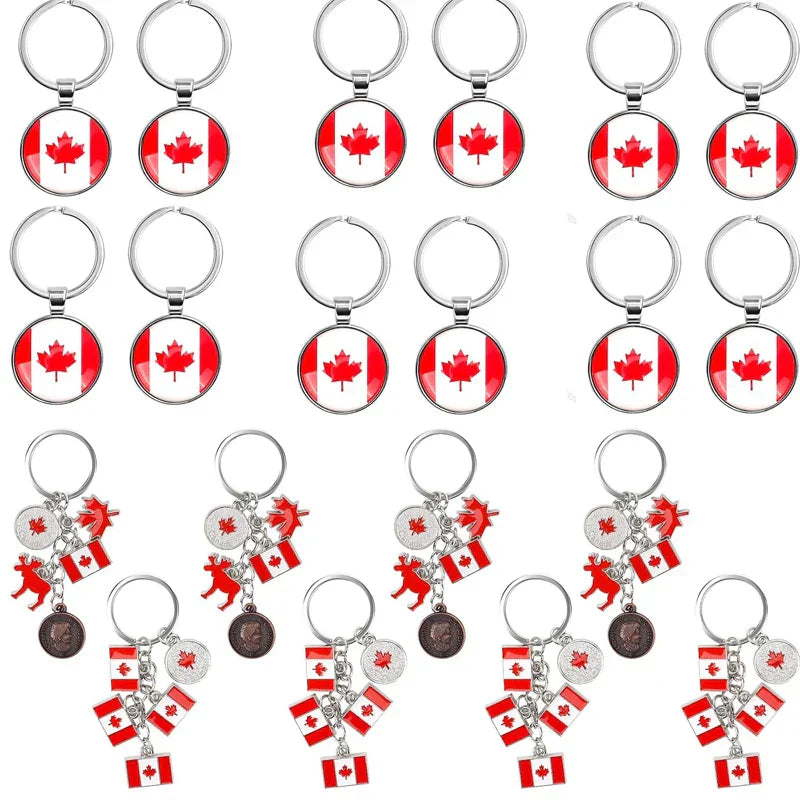 1/3/12PCS Canadian National Flag Keychains, Canada Souvenirs, Decorative Hanging Key Chain Flag Key Ring For Friends Family