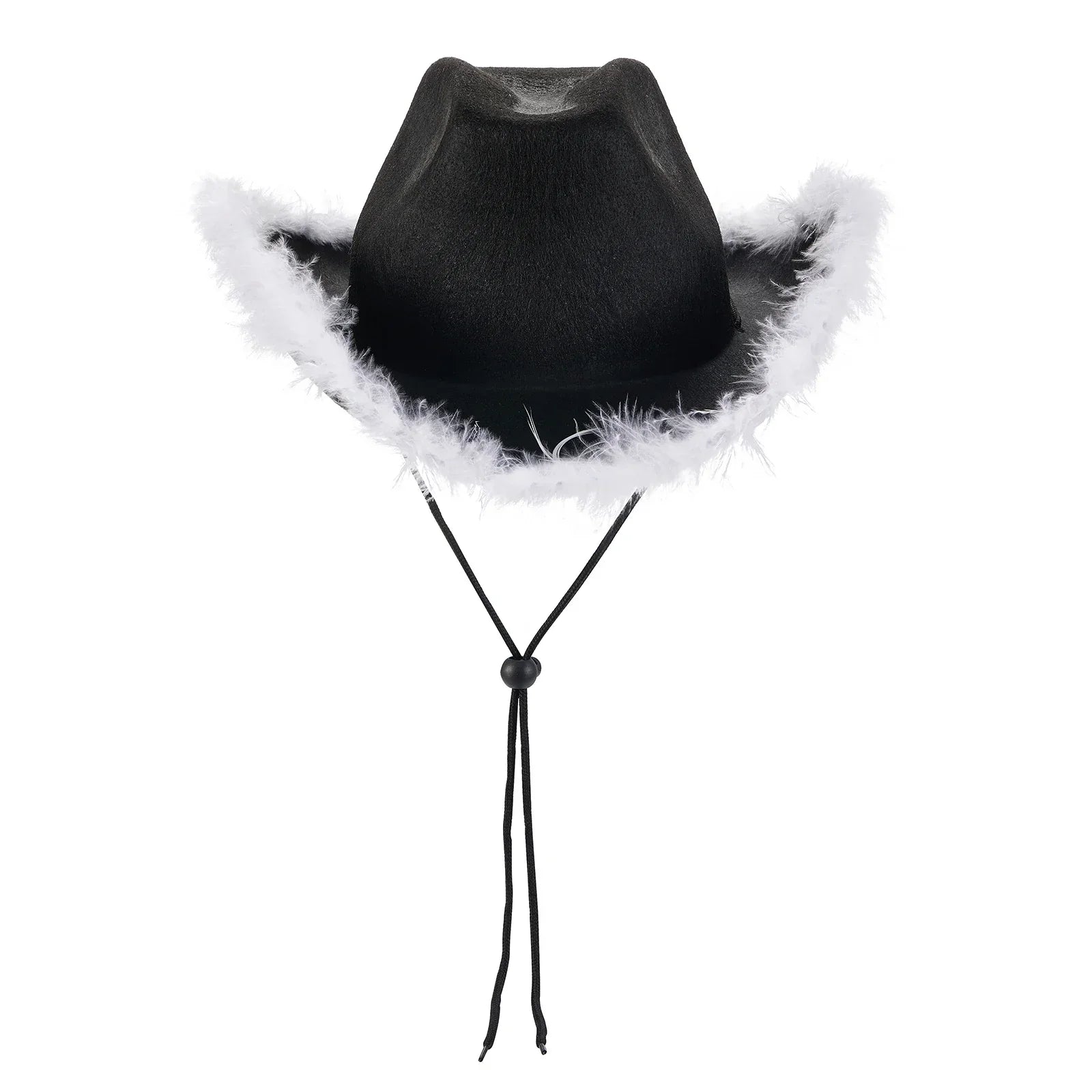 2024 Fashion Women´s Party Hats Cowboy Hat Adult Solid Color Furry Trim Wide Brim Hat Female Cap for Dating Party