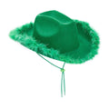 2024 Fashion Women´s Party Hats Cowboy Hat Adult Solid Color Furry Trim Wide Brim Hat Female Cap for Dating Party