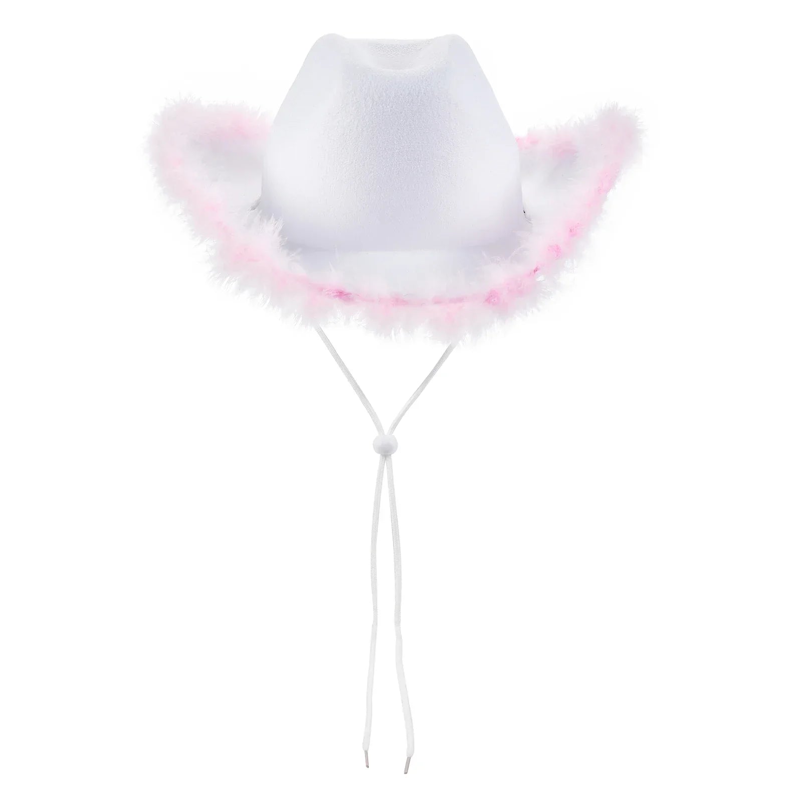 2024 Fashion Women´s Party Hats Cowboy Hat Adult Solid Color Furry Trim Wide Brim Hat Female Cap for Dating Party