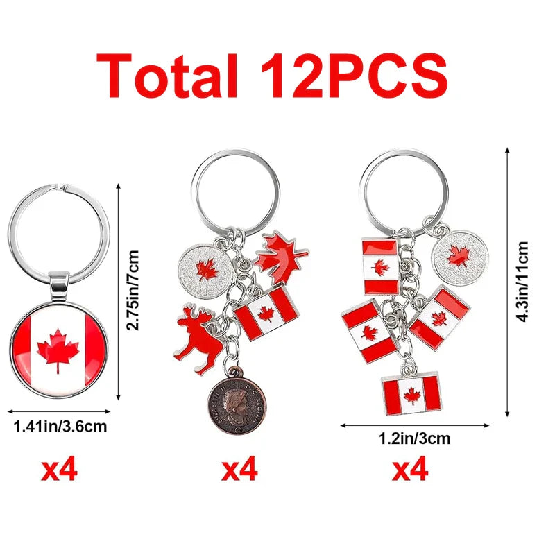 1/3/12PCS Canadian National Flag Keychains, Canada Souvenirs, Decorative Hanging Key Chain Flag Key Ring For Friends Family
