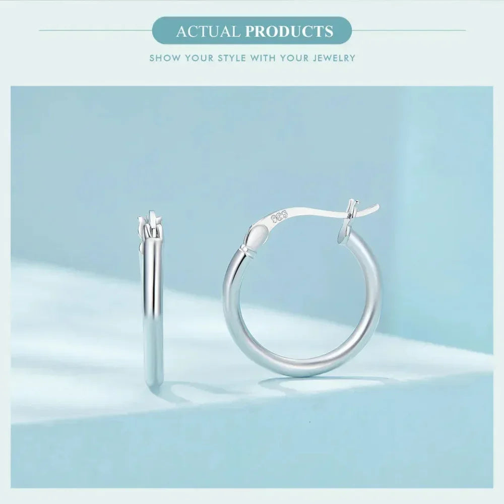 14K White Gold-Plated 925 Sterling Silver Hoop Earrings - Stylish And Hypoallergenic Jewelry For Women