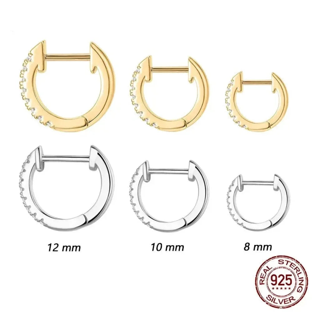 14K Gold Plated 925 Sterling Silver Cubic Zirconia Cuff Earrings - Trendy and Chic