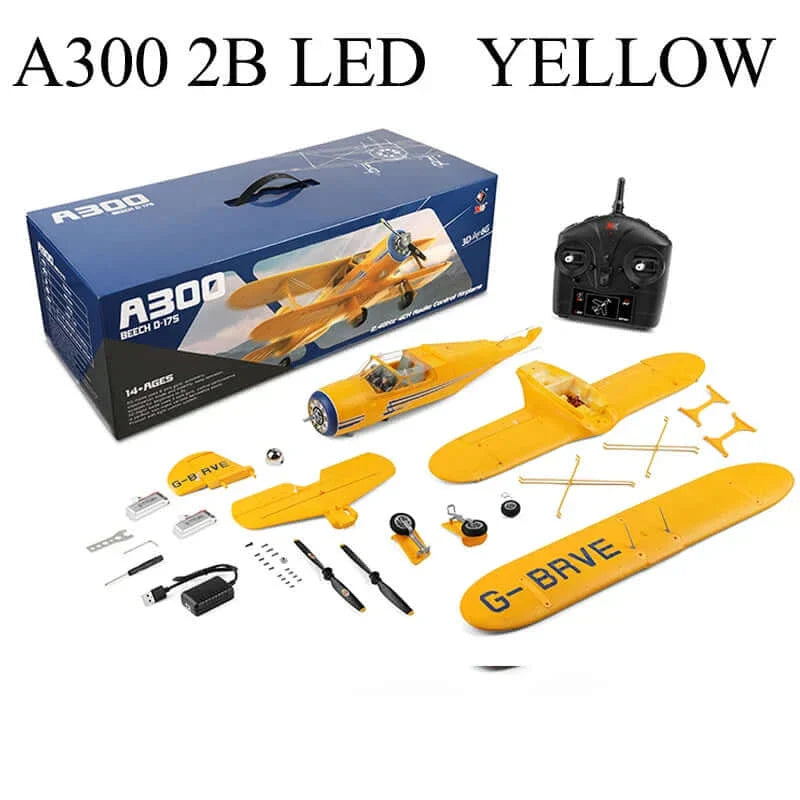 2024 WLtoys A300-Beech D17S EPP 4CH RC Biplane: LED, 3D/6G Gyro, Brushless