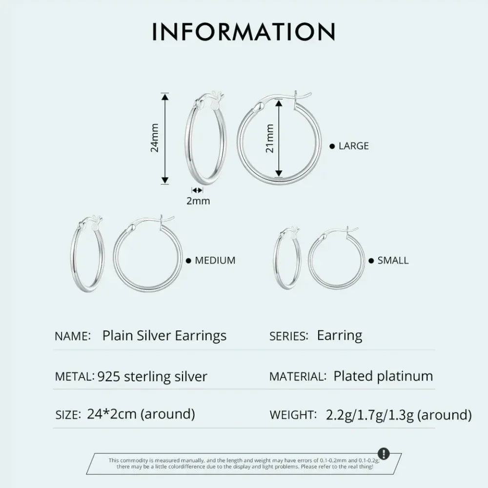 14K White Gold-Plated 925 Sterling Silver Hoop Earrings - Stylish And Hypoallergenic Jewelry For Women