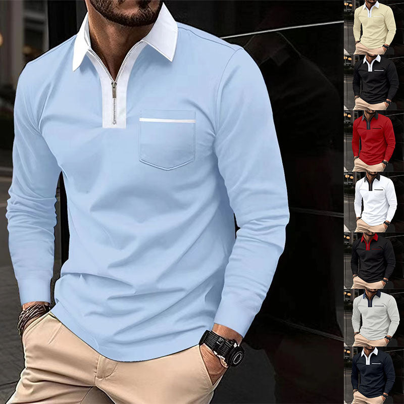 2024 Autumn Mens Long Sleeve Zipper Polo Shirts