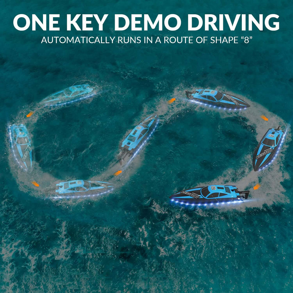 20mph RC Boat with LED Lights for Pools and Lakes - Fast and Fun!