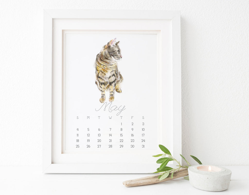 2026 Desk Calendar: Cat Watercolor Art