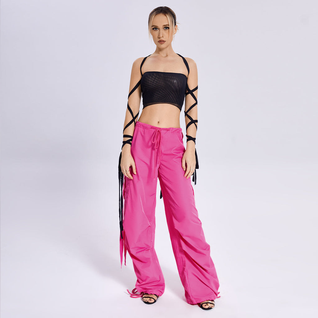 2023 New Style Womens Elastic Cross Arm Solid Color Straps Tank Top