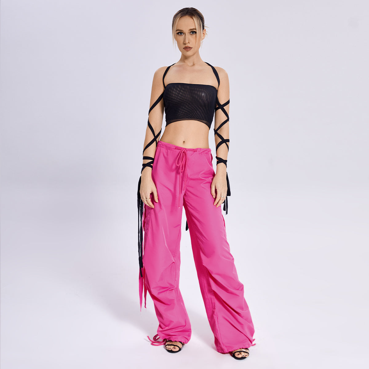 2023 New Style Womens Elastic Cross Arm Solid Color Straps Tank Top