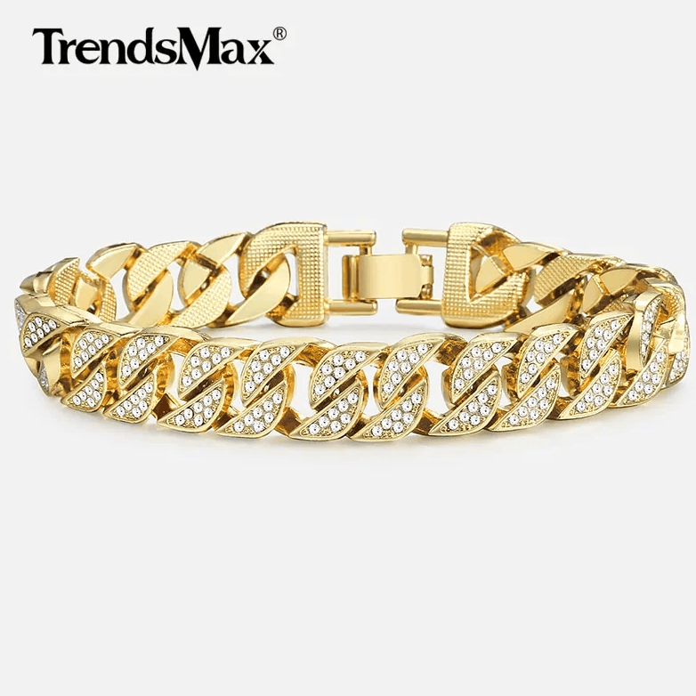18k Gold & Diamond Laced Cuban Chain Bracelet