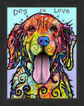 "DOG IS LOVE" FRAMED DOG ART PRINT BY DEAN RUSSO (29" BY 24")