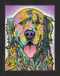 "SILENCE IS GOLDEN" FRAMED DOG ART PRINT BY DEAN RUSSO (29" BY 24")