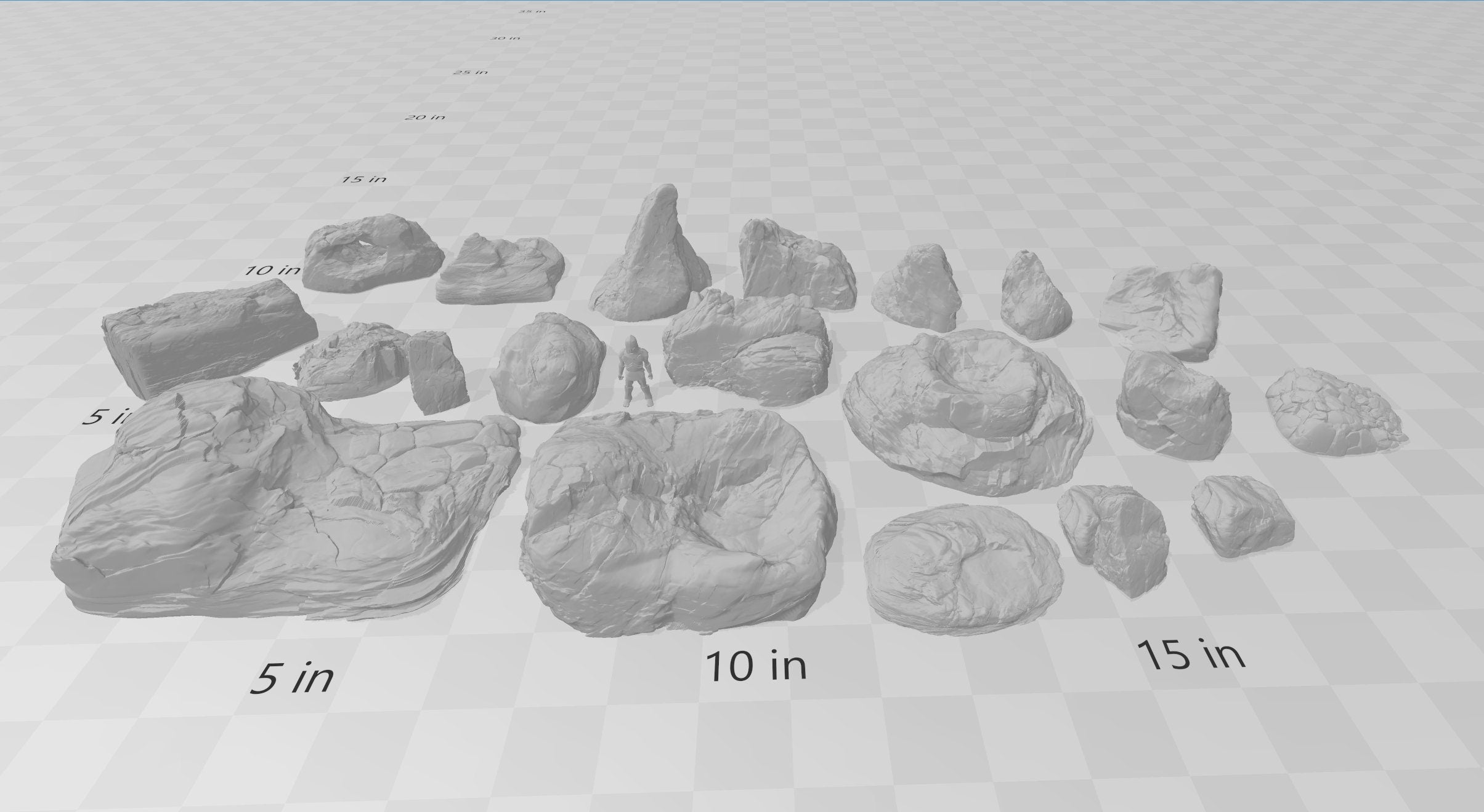 20 Rock Bundle - DND & Wargaming Terrain - EC3D Heroes Hoard, scatter scenery, Pathfinder 2E, Fantasy, Nature, Rocks, Outdoor, Mountain