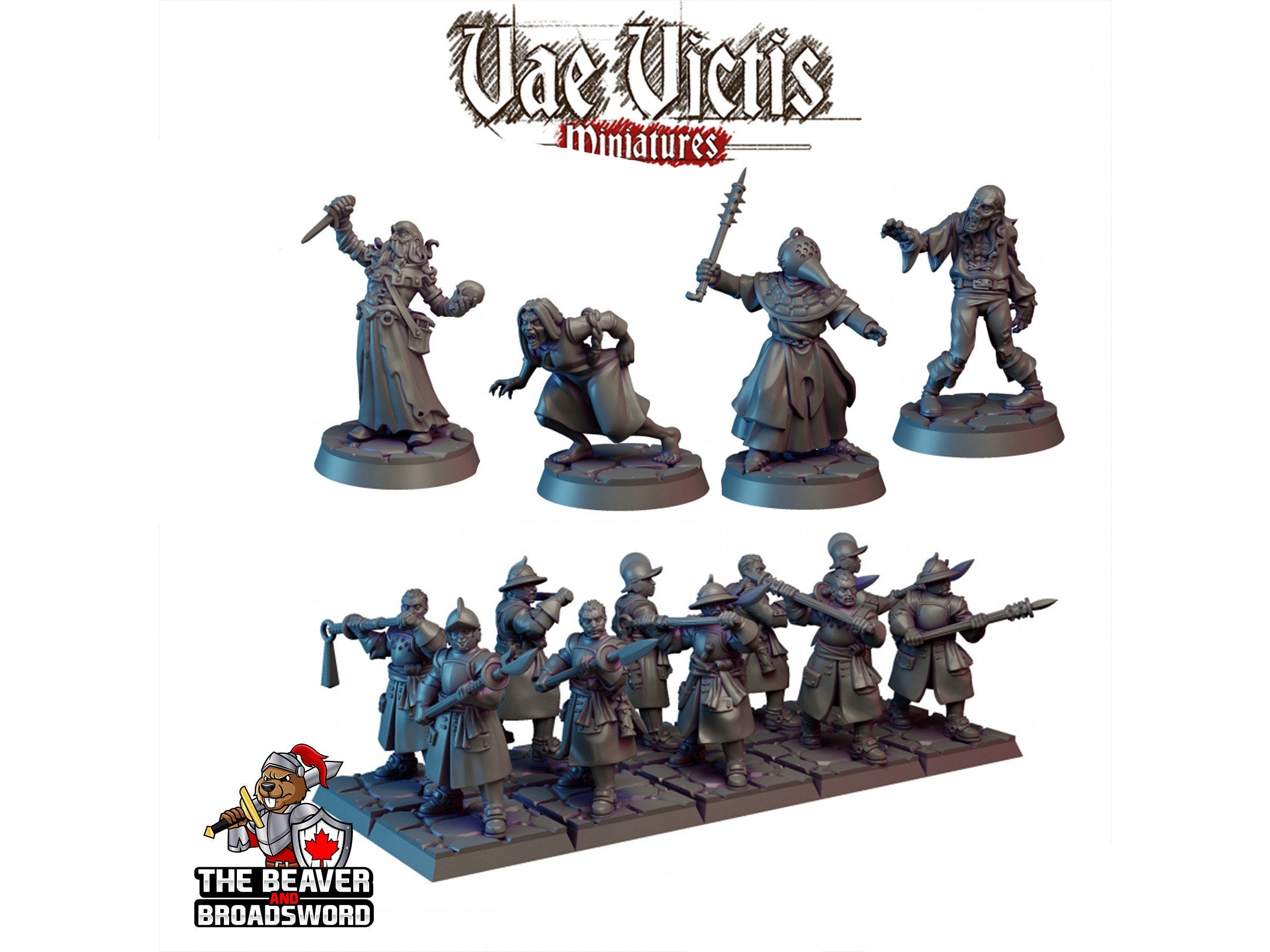 14 Vampire Hunters Mini Set - Vae Victis | DnD | Pathfinder | Human | Fighter |  Monster | Dark | Gothic | Victorian 28mm 32mm Fantasy