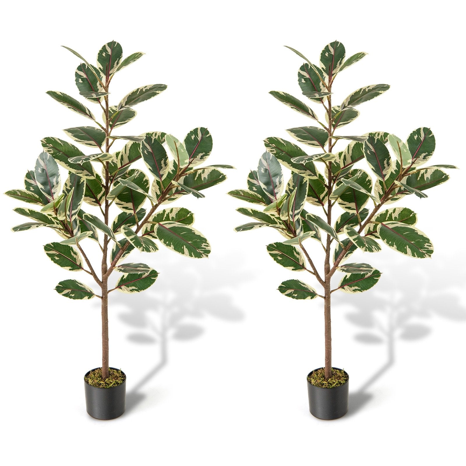 2 Pack 4.3 Feet Tall Artificial Bird of Paradise Plant Fake Banana Leaf-Green