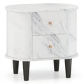 2-Drawer Nightstand Modern Faux Marble Bedside Table with Storage-White