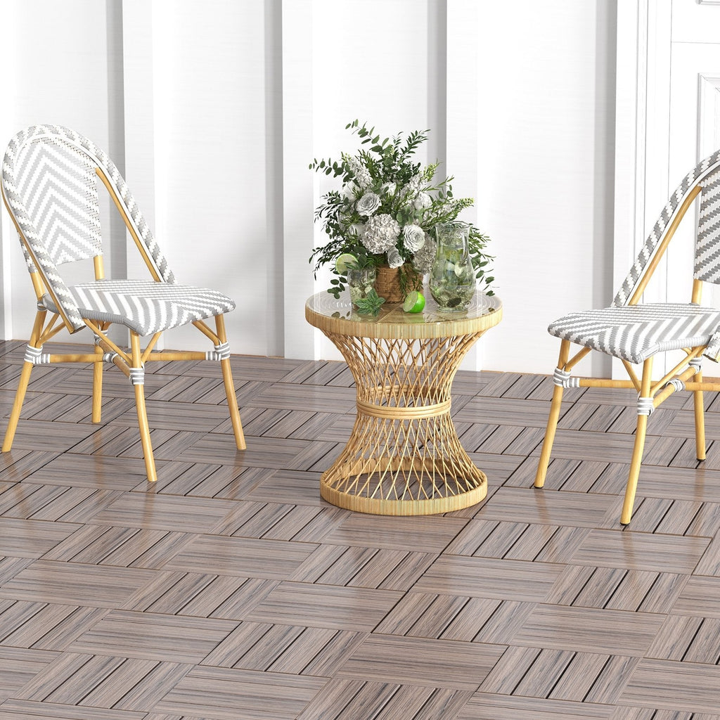 18 Pieces 12 x 12 Inch Interlocking Deck Tiles for 1.7㎡ Total Splicing Area-Brown