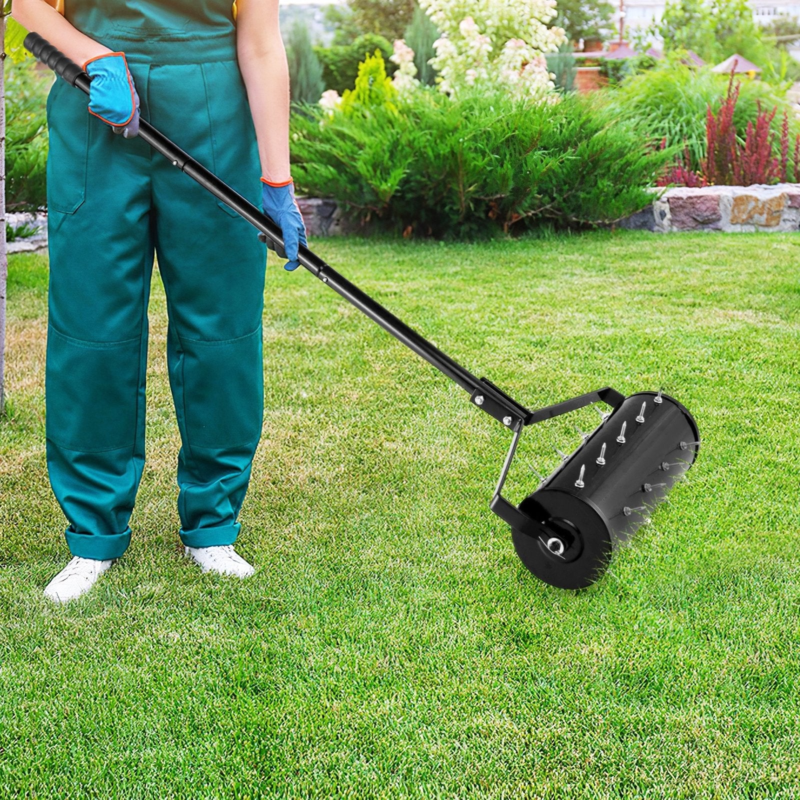 18/21 Inch Manual Lawn Aerator with Detachable Handle-21 inches