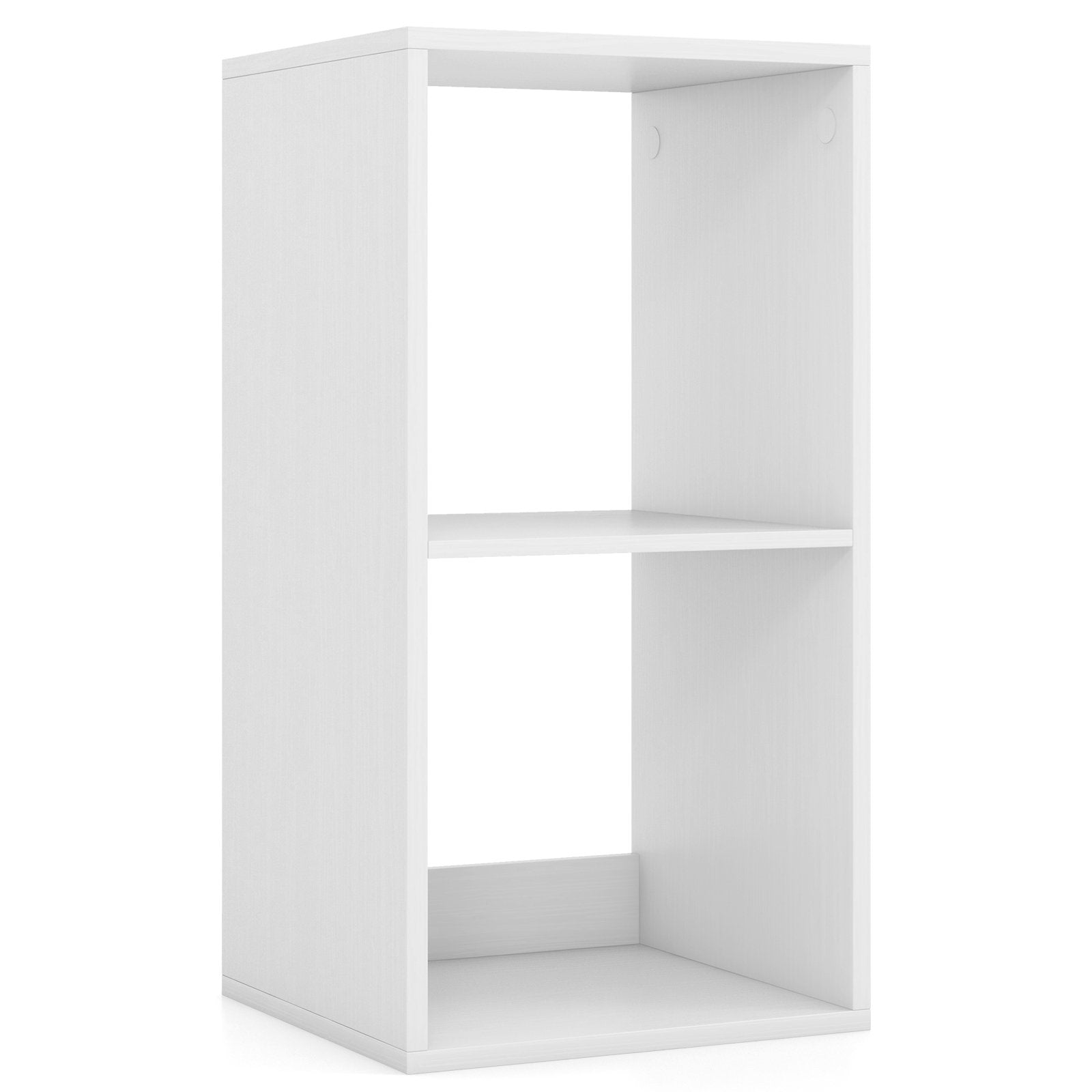 2 Cube Bookshelf with Back Guardrail for Living Room Bedroom-White