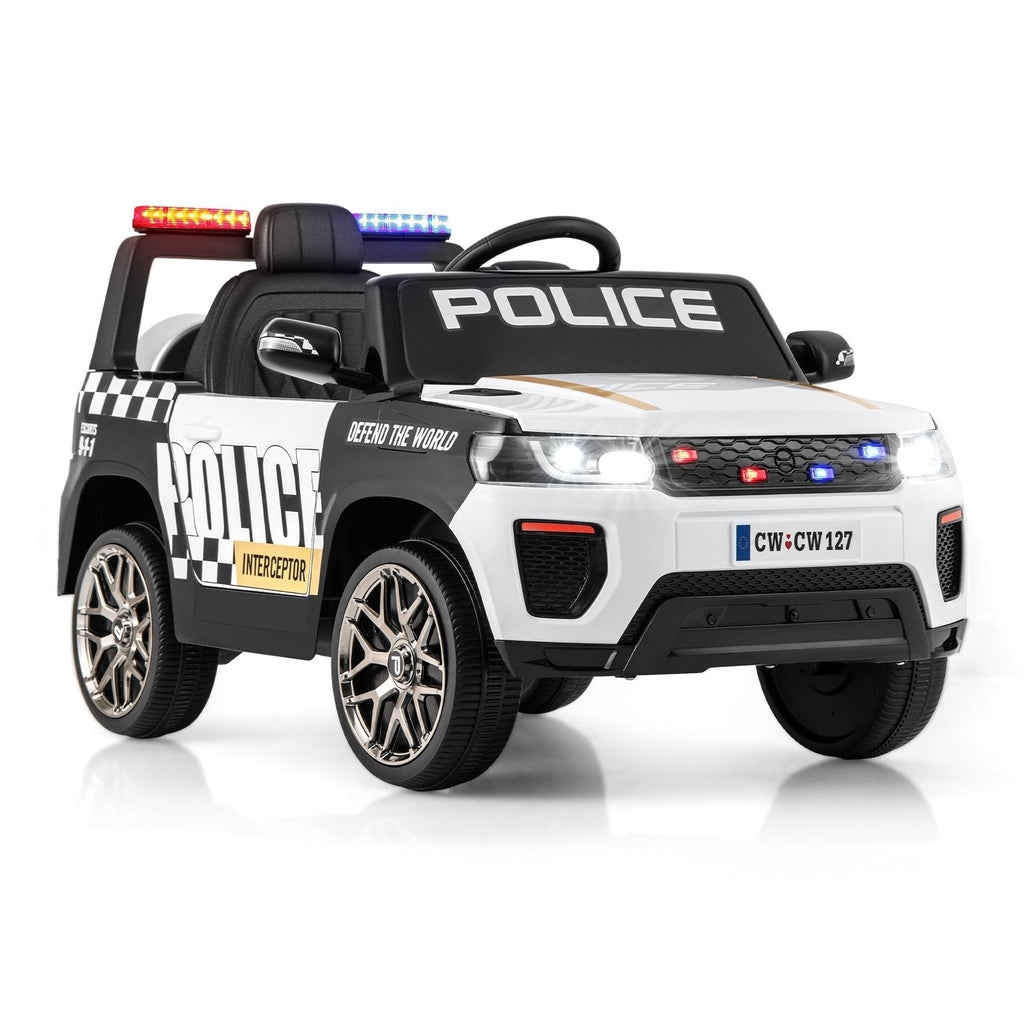 12V Kids Ride on Police Car with Remote and Siren Flashing Lights-Black