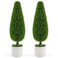 2 Pack 3 Feet Artificial Cedar Teardrop Shaped Bush with Plastic Nursery Pot-Green