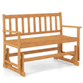 2-Person Outdoor Acacia Wood Glider Bench Patio Swing Rocking Loveseat