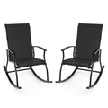 2 Pieces Outdoor Rocking Chairs with Breathable Backrest-Black