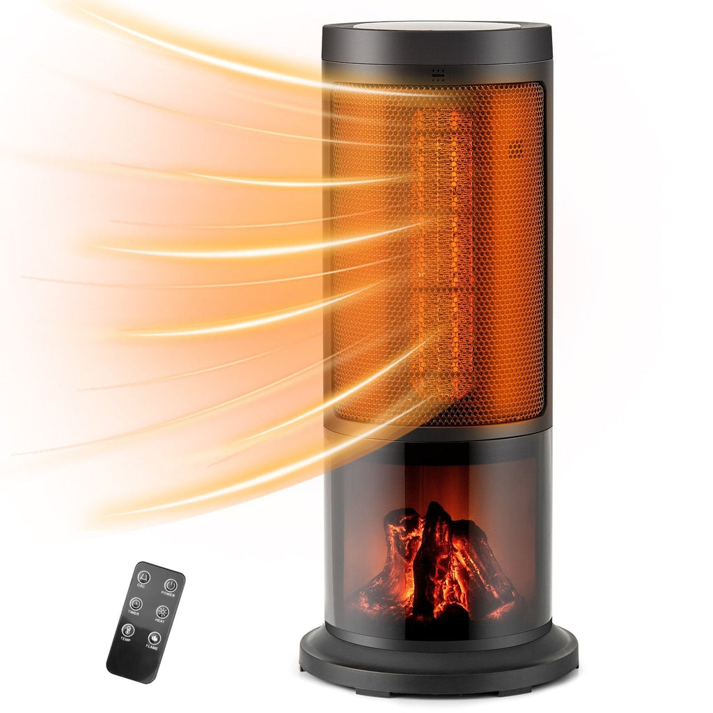 17 Inch 1500W Portable Tower Space Heater with 135° Oscillation-Black