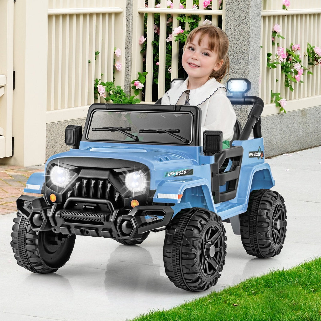 12V Kids Ride on Truck Car with Remote Control Threaded Wheels and 3 Speeds-Black