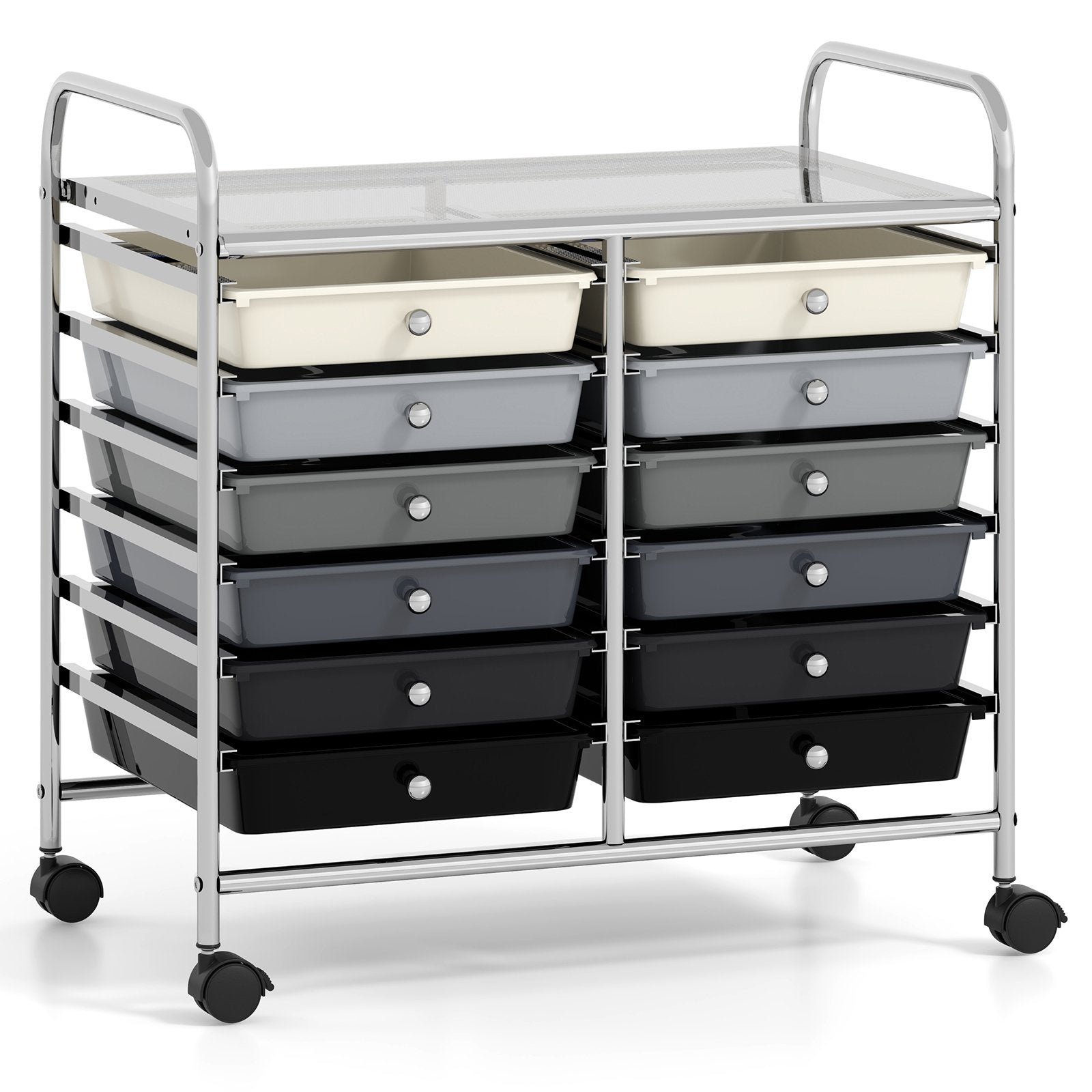 12 Drawers Rolling Storage Cart for Home and Office-Black