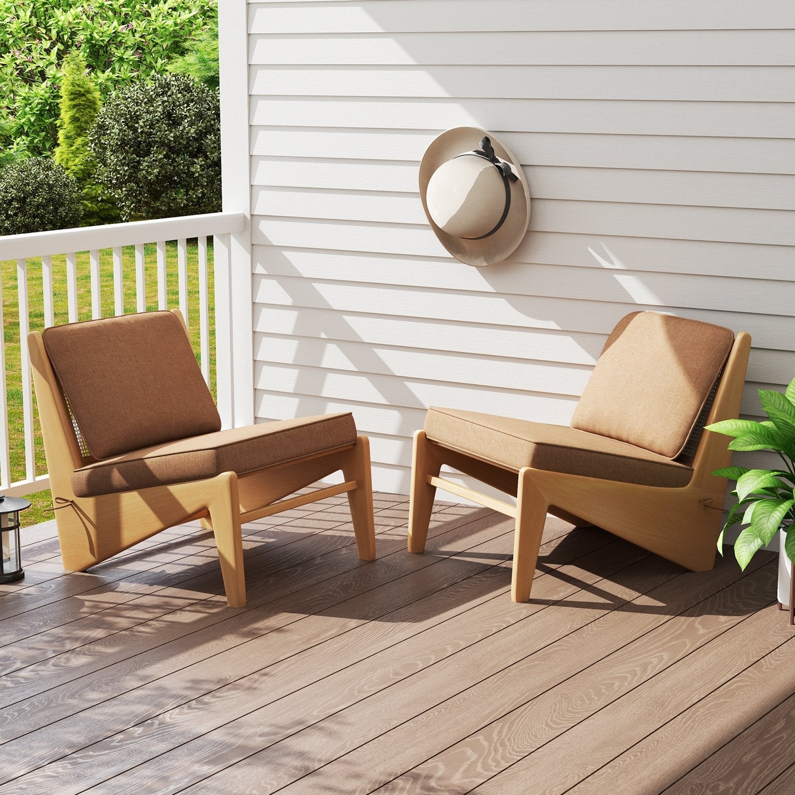 2-Pack Outdoor Patio Cushion Set with Removable Covers-Black