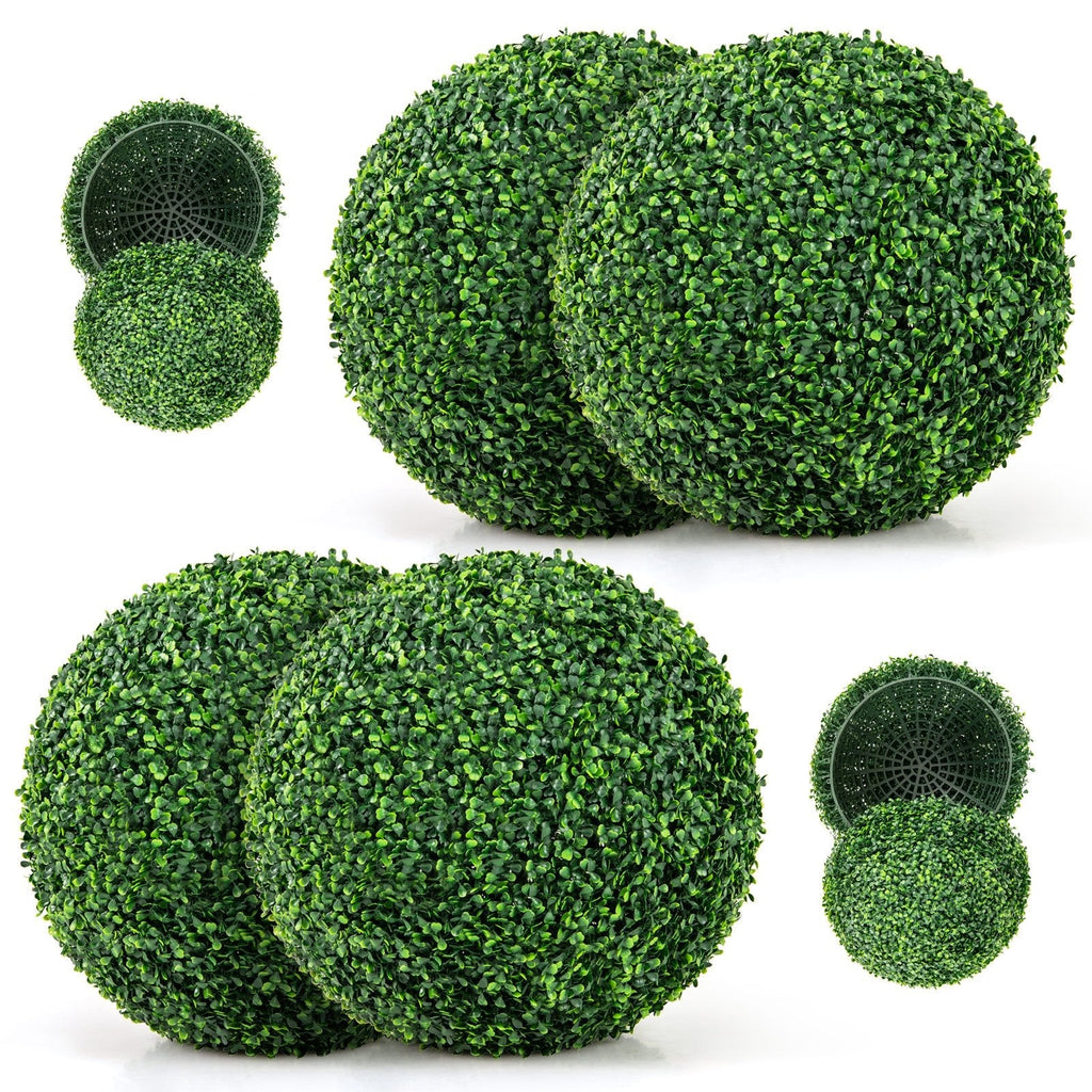 2 Pieces 16/20 Inches Artificial Plant Boxwood Topiary Ball for Patio Garden Front Door Balcony Backyard-S
