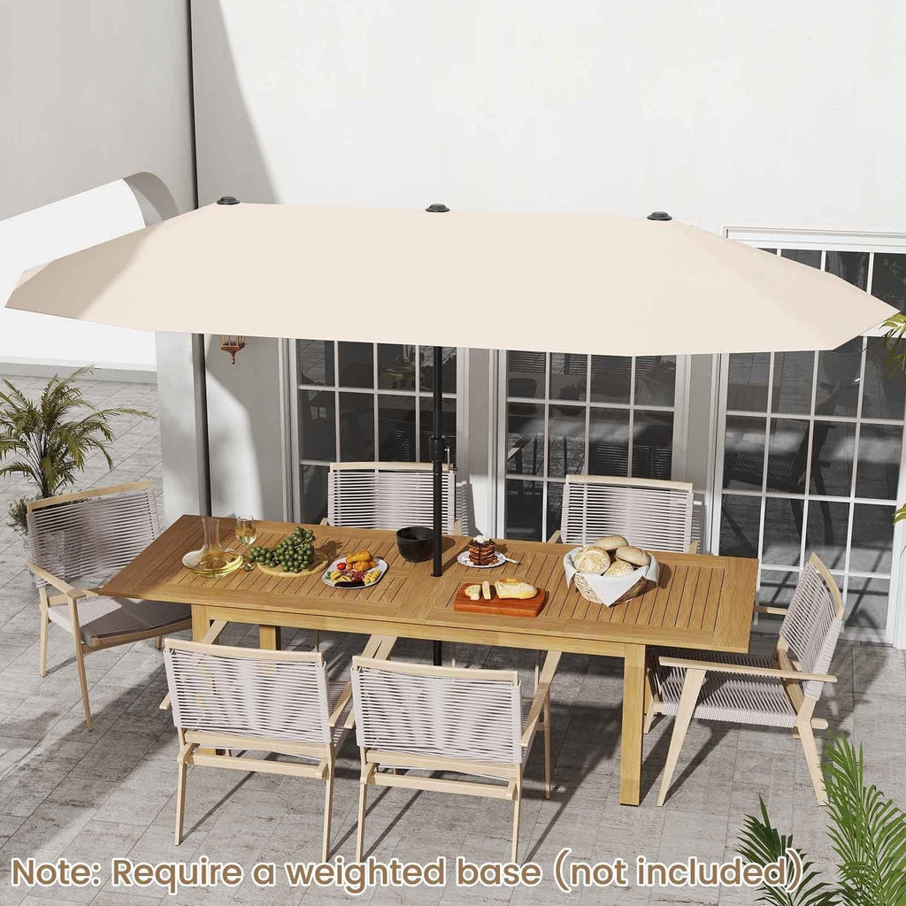 13 FT Large Patio Umbrella Outdoor Double-Sided Table Market Umbrella with Crank Handle-Beige